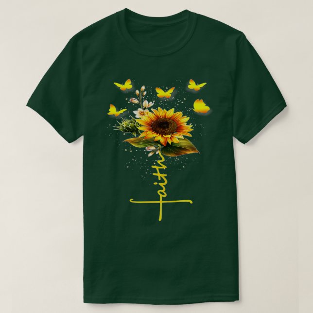 T-shirt Flowers Vintage Faith Cross (Design devant)