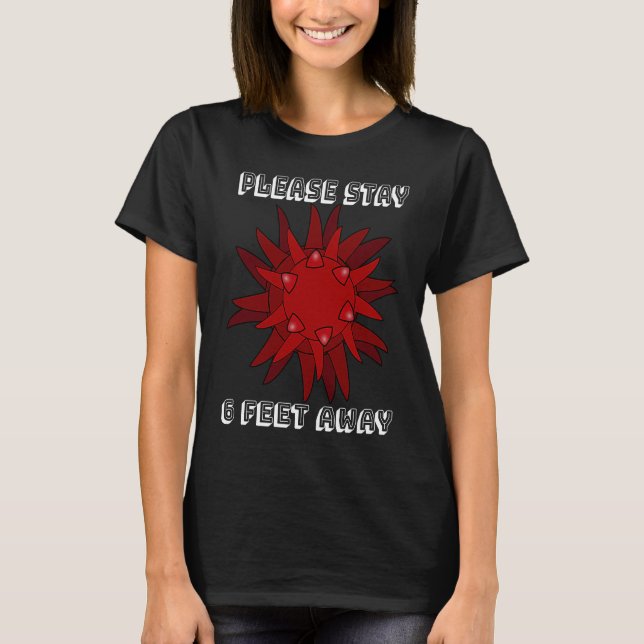 T-shirt Flu Please Stay 6 Feet Away Red Microorganism (Devant)