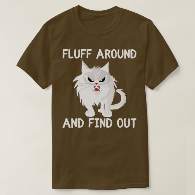 T-shirt Fluff autour et découvrez chat drôle (Design devant)