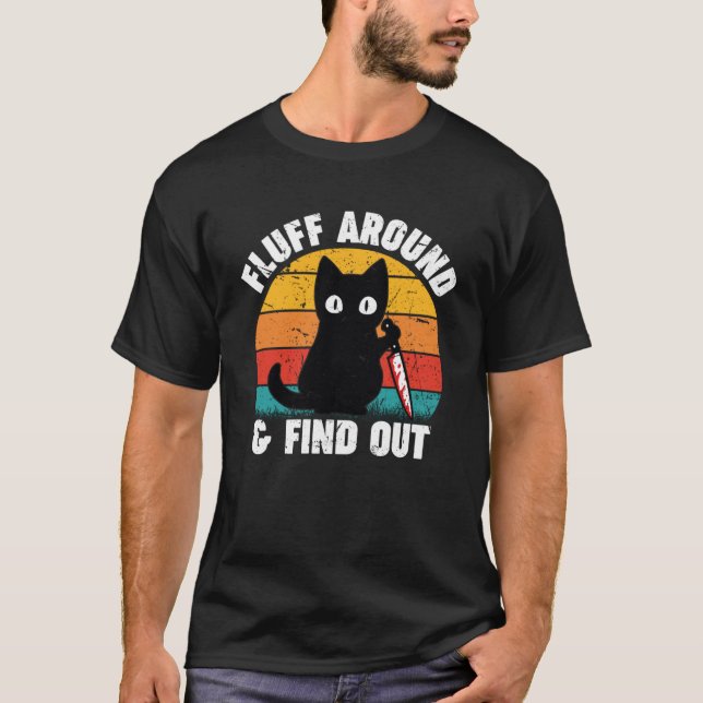 T-shirt Fluff Autour Et Découvrez Chat Hommes Femmes Rétro (Devant)