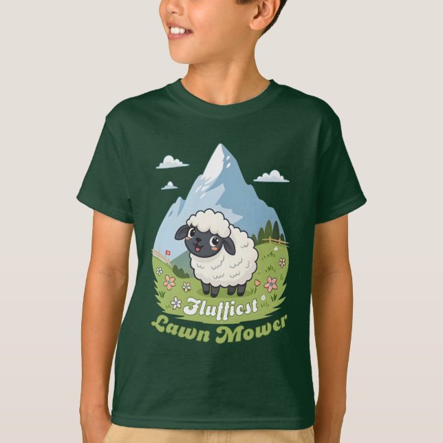 T-shirt Fluffiest Lawn Mower - Adorable Blacknose Sheep (Devant)