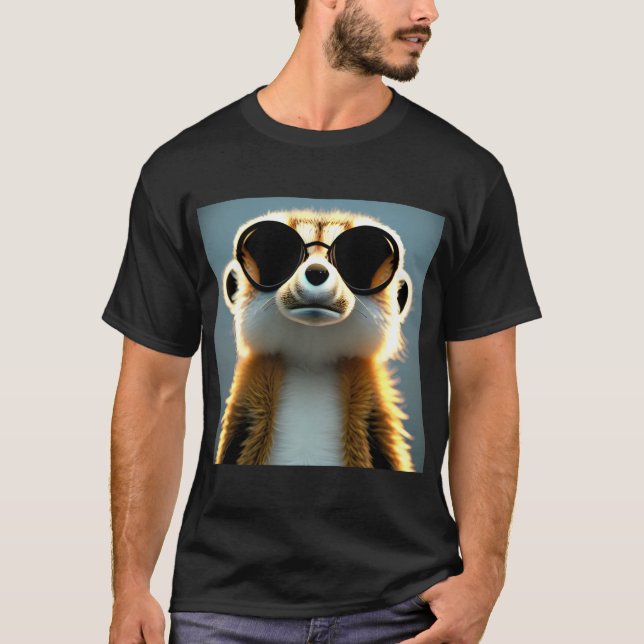 T-shirt Fluffy 3d meerkat wearing sunglasses (Devant)