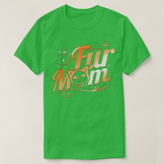 T-shirt Fluffy Chat Fur Maman Le Jours (Design devant)