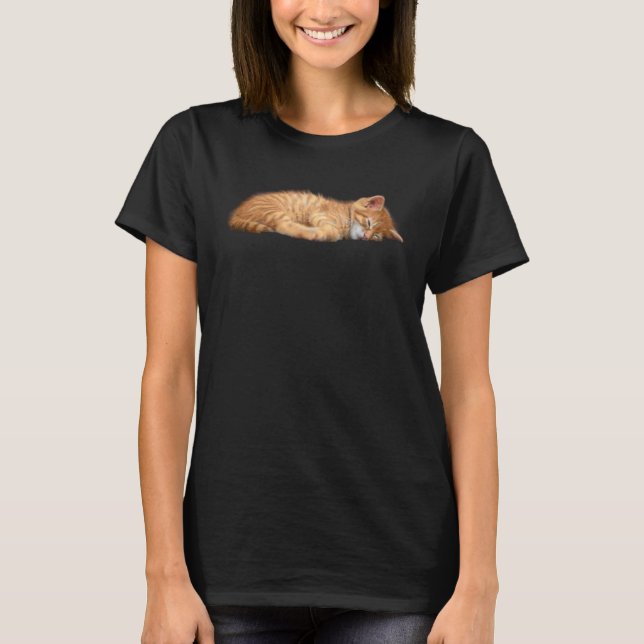 T-shirt Fluffy Kitten Chat Dormir Lazy Chats thème petit c (Devant)