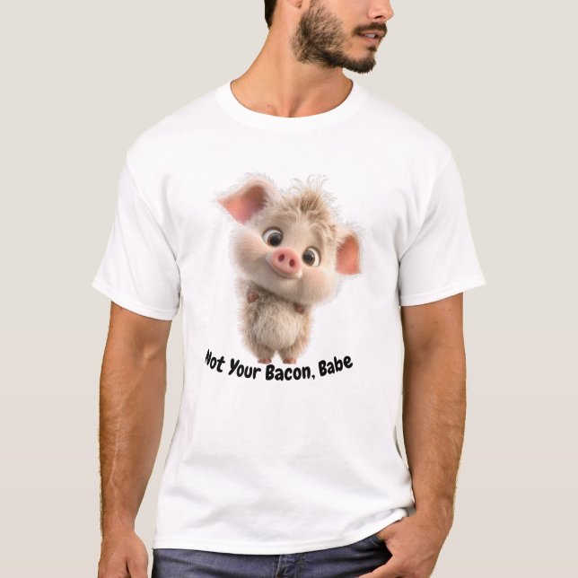 T-shirt Fluffy Piglet with Big Eyes - Be Kind Go Vegan (Devant)