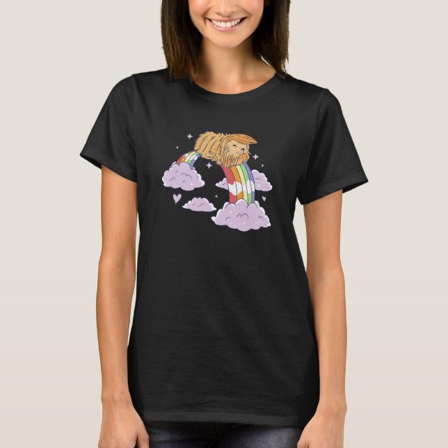 T-shirt Fluffy Rainbow équitation Guinée Pig (Devant)