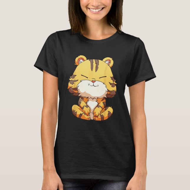 T-shirt Fluffy Tiger Zen  Pamper Yourself (Devant)