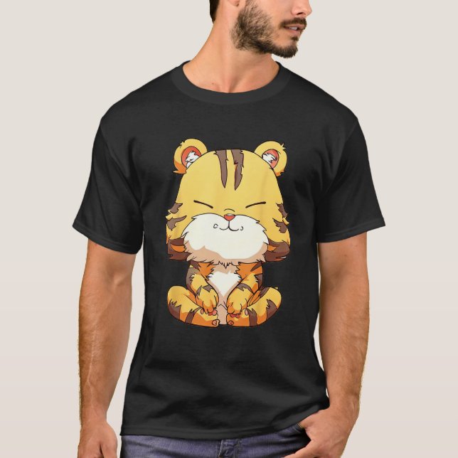T-shirt Fluffy Tiger Zen  Pamper Yourself (Devant)