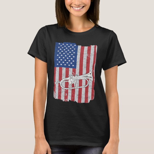 T-shirt Flugelhorn USA Flag Flugelhorn Player (Devant)