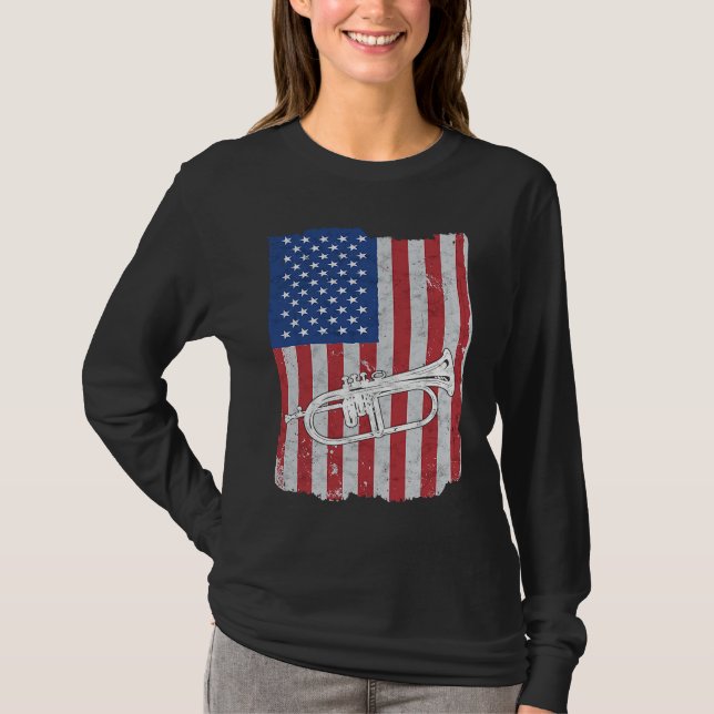 T-shirt Flugelhorn USA Flag Flugelhorn Player (Devant)