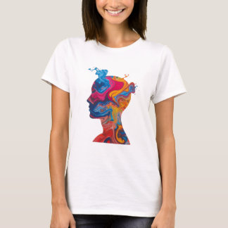 T-shirt Fluid Paint Waves & Abstract Head – Women’s Basic 