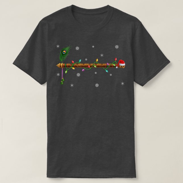 T-shirt Fluide Musique Lover Xmas Lights Père Noël Flute C (Design devant)
