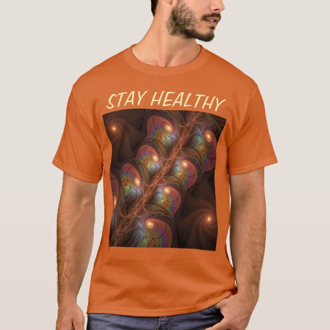 T-shirt Fluorescent coloré Abstrait Trippy Brown Fractal (Devant)