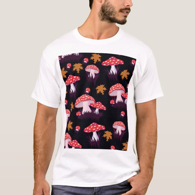 T-shirt Flûte agarique, imprimé feuille d'érable (Devant)