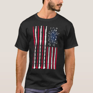 T-shirt Flute American Flag Instrument de musicien de la F