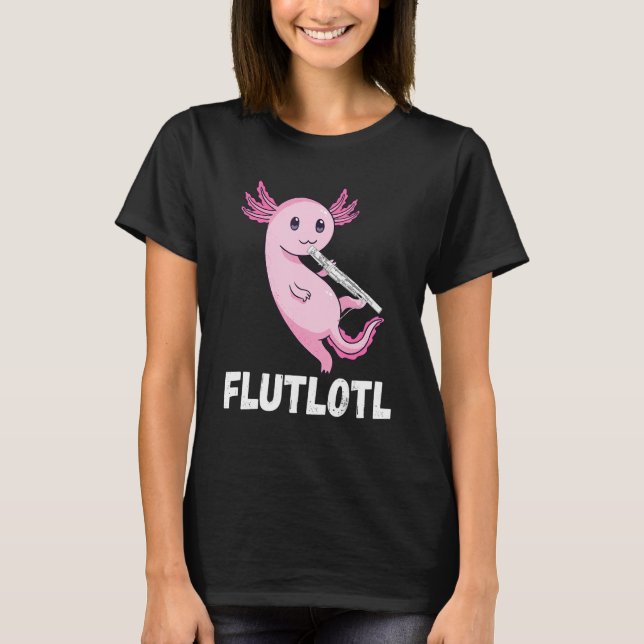 T-shirt Flute Axolotl Lecteur Flûte Instrument de musique  (Devant)