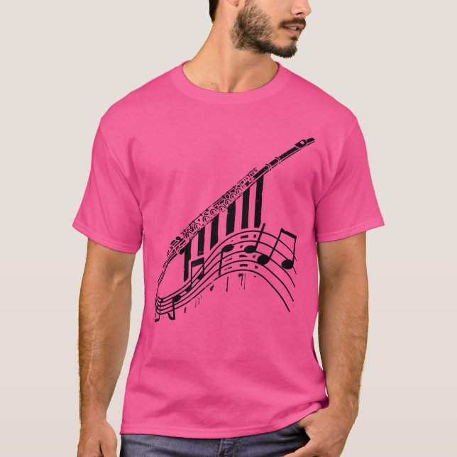 T-shirt Flûte de conception de notes musicales (Devant)