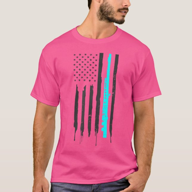 T-shirt Flute de conception du drapeau américain patriotiq (Devant)