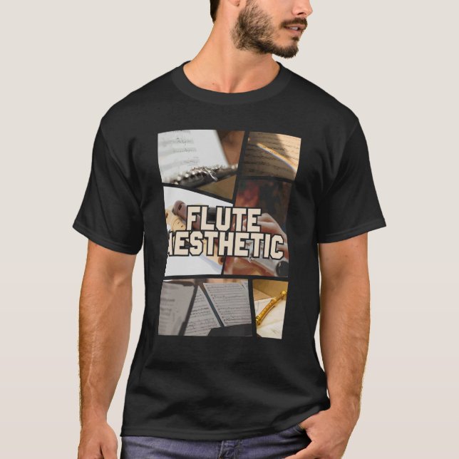 T-shirt Flute esthétique Collage Musique Flûtiste Musicien (Devant)