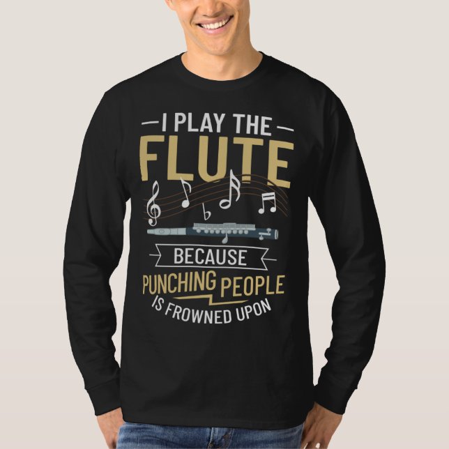 T-shirt Flute Music Instrument Notes Flutist Player Beginn (Devant)