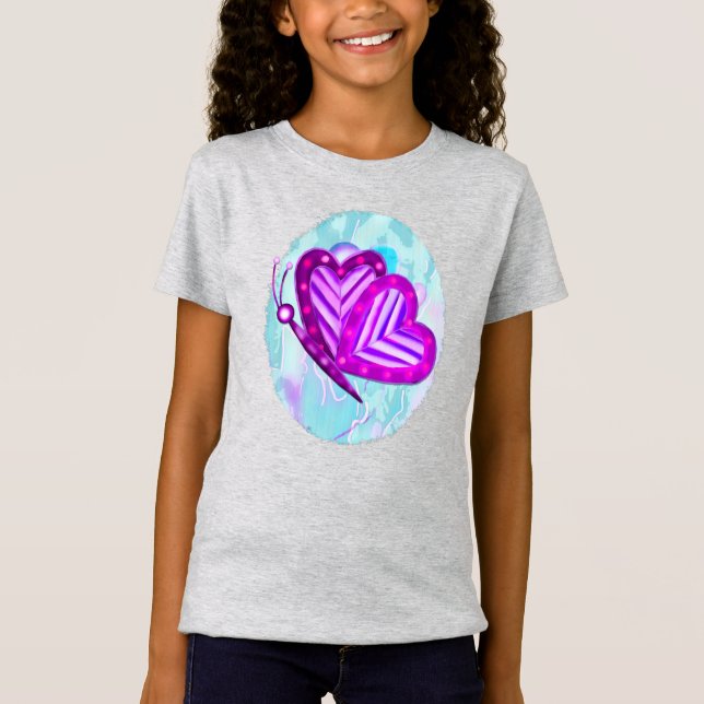 T-Shirt Flutterbys Valentines Folk Art ENFANTS SEULEMENT D (Devant)
