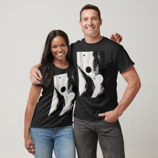 T-shirt Flux abstrait noir et blanc