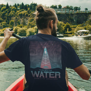 T-shirt Flux Avec L'Eau Kayaking Kayaker Lignes Wavy
