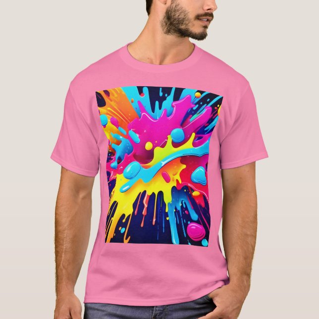 T-shirt Flux de peinture fluorescents dynamiques (Devant)