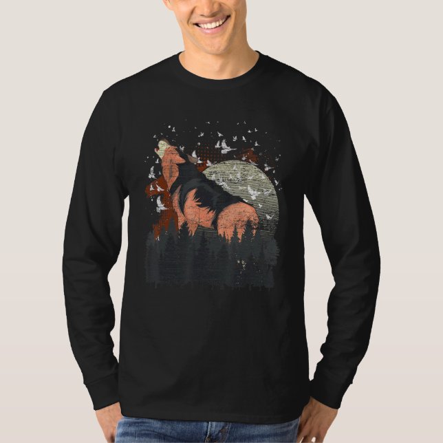 T-shirt Flux D'Oiseaux Pleine lune Predator Forêt Animal T (Devant)