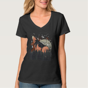 T-shirt Flux D'Oiseaux Pleine lune Predator Forêt Animal T
