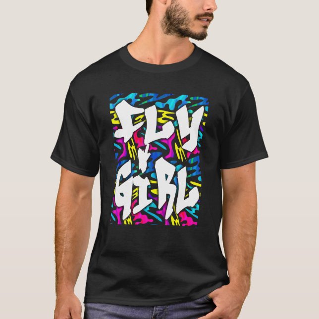 T-shirt Fly Girl 80s 90s Retro Women Girls (Devant)