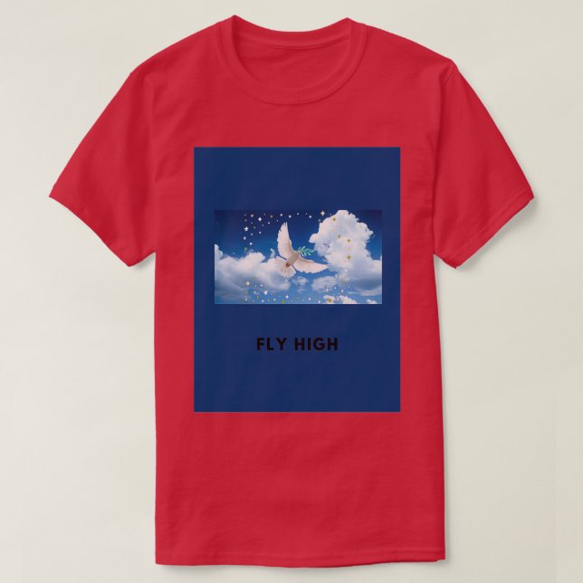 T-shirt Fly high design white dove (Design devant)
