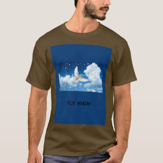T-shirt Fly high design white dove 2