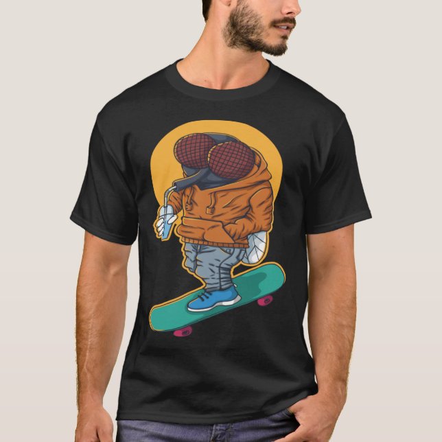 T-shirt Fly  Skateboard Flies Skateboarder Vintage Skater (Devant)