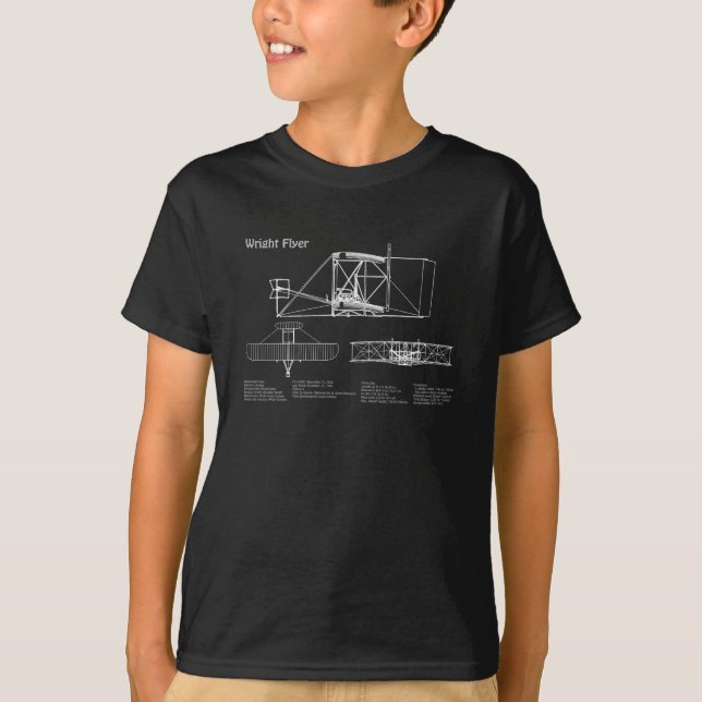 T-shirt Flyer Wright - Plan de dessin du plan d'avion (Devant)