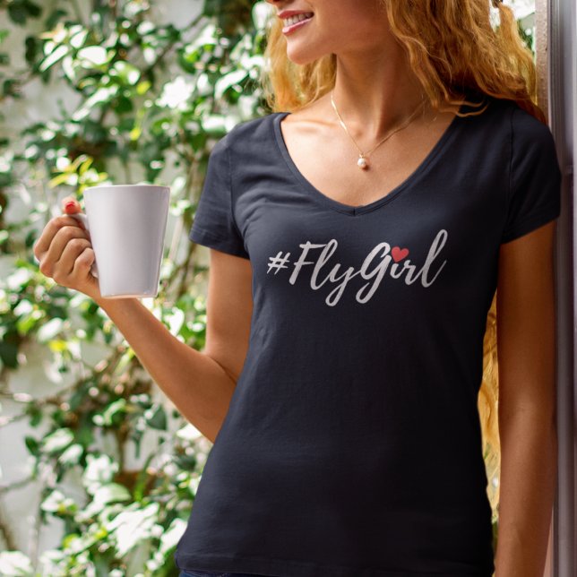 T-shirt #FlyGirl Typographie Voyage simple, moderne (Créateur téléchargé)