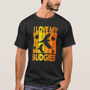 T-shirt Flying Budgies Vintage I Love My Budgies