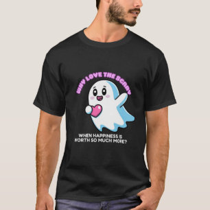 T-shirt Flying Chubby Kawaii Ghost Holt a Heart