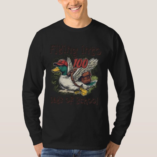 T-shirt Flying Into 100 Days of School Duck Hunting 100th  (Devant)