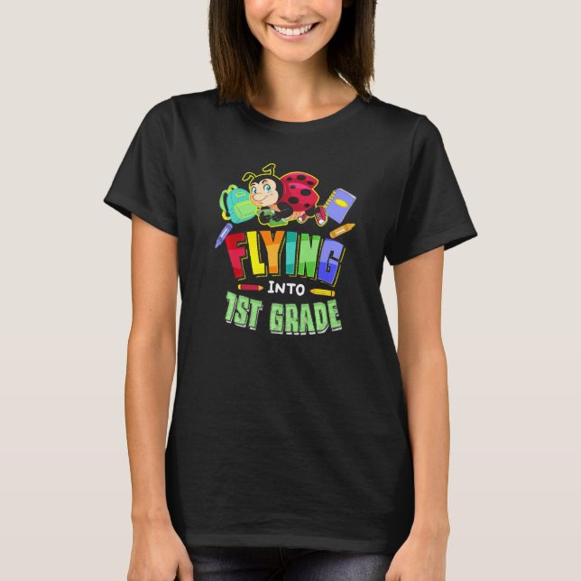 T-shirt Flying Into 1st Grade Ladybug Back To School First (Devant)