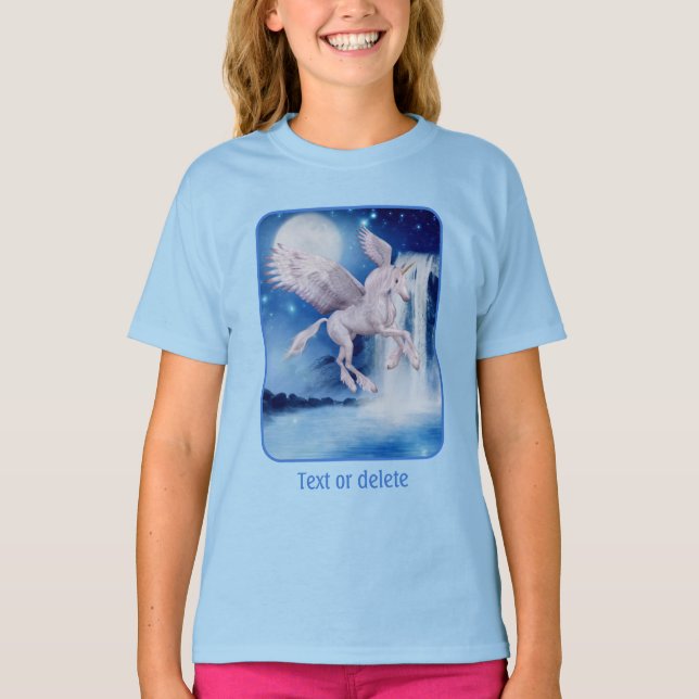 T-shirt Flying Unicorn Waterfall Fantasy Horse Art (Devant)
