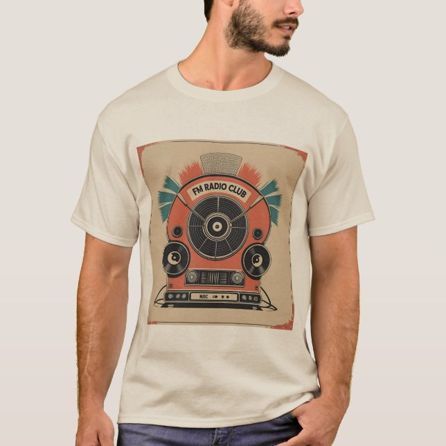 T-shirt FM Radio Club - Retro Radio Art Tee (Devant)
