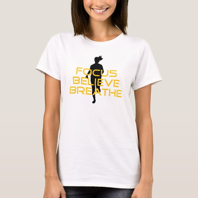 T-shirt Focus Croire Respirer Jaune Courir Fitness (Devant)