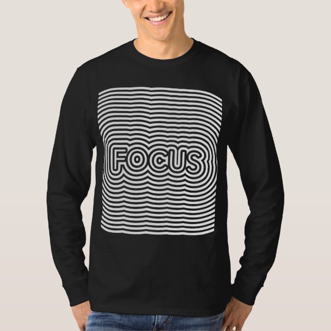 T-shirt Focus illusion optique op art lignes blanches (Devant)