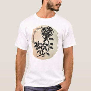 T-shirt Focus sur le stylo de beauté et le Rose de chalet