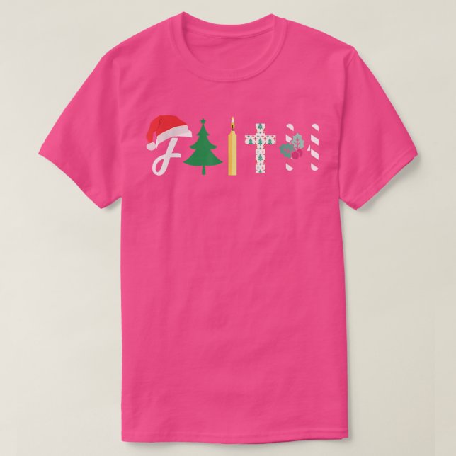 T-shirt Foi Arbre de Noël Croix chrétienne Noël Noël Candy (Design devant)