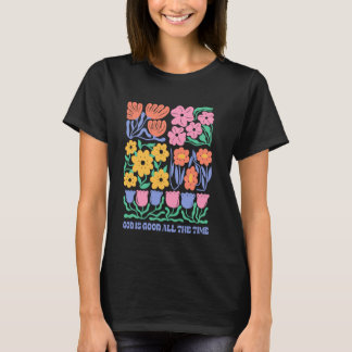 T-shirt Foi chrétienne Boho Fleurs Dieu Jésus Fille Floral