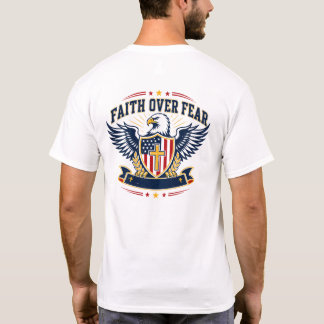 T-shirt Foi chrétienne patriotique blanche sur graphique d