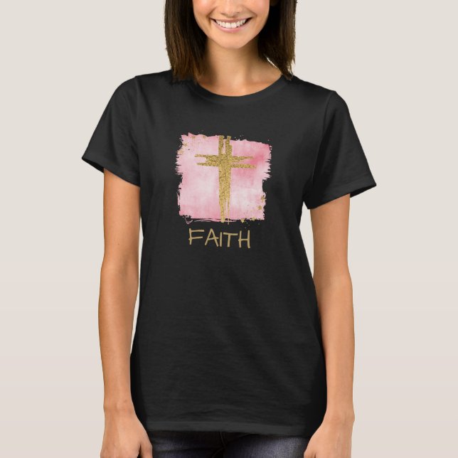T-shirt *~* FOI Christian PinK Cross Parties scintillant o (Devant)