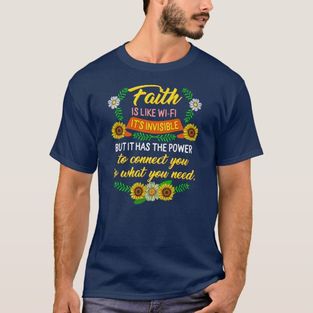 T-shirt Foi comme Wi-Fi chrétien Mère religieuse (Devant)